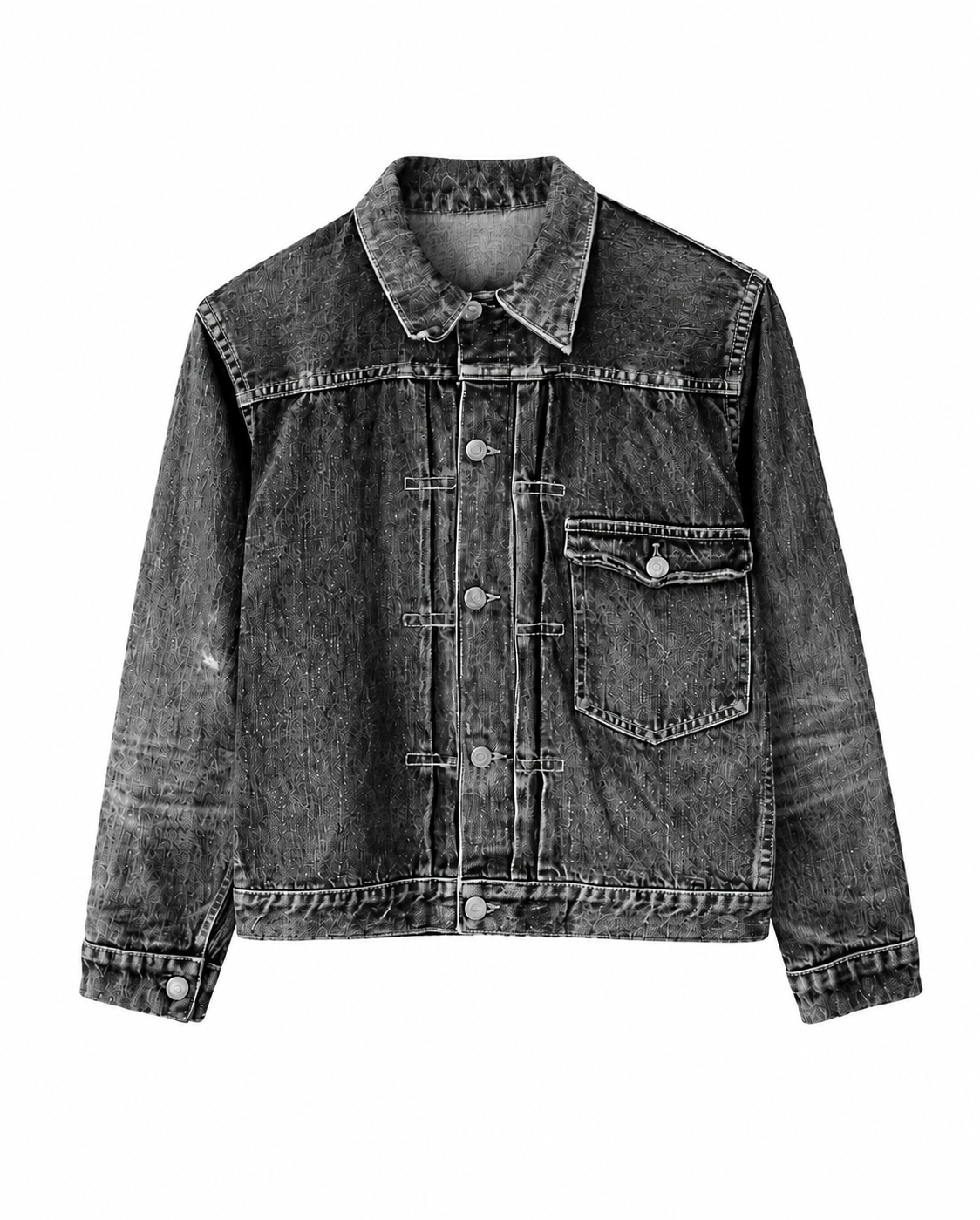 ヴィンテージのファースト型デニムジャケット。片胸ポケットとフロントプリーツを備えた、Levi’s 506XXに代表されるワークウェアのデザイン。